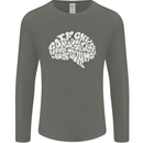Common Sense Brain Funny Sarcasm Slogan Mens Long Sleeve T-Shirt Charcoal