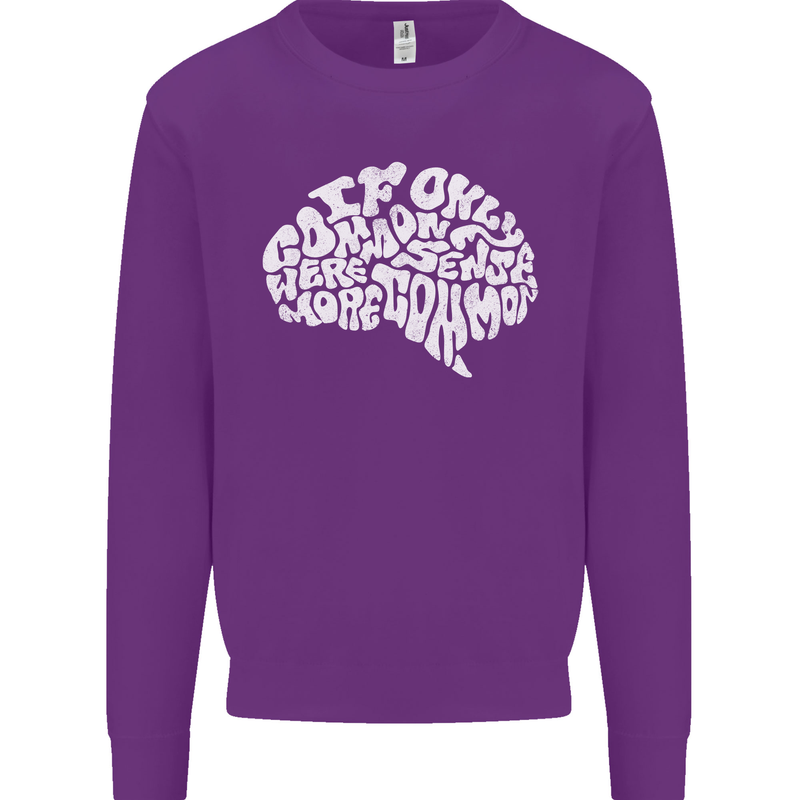 Common Sense Brain Funny Sarcasm Slogan Mens Sweatshirt Jumper Purple