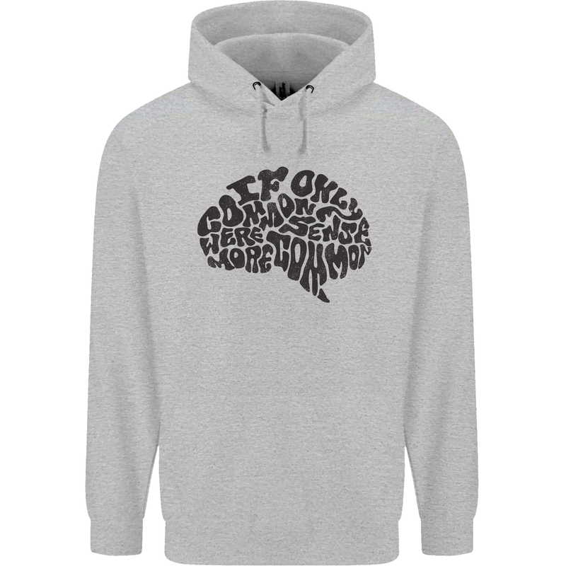 Common Sense Funny Sarcasm Brain Slogan Childrens Kids Hoodie Sports Grey