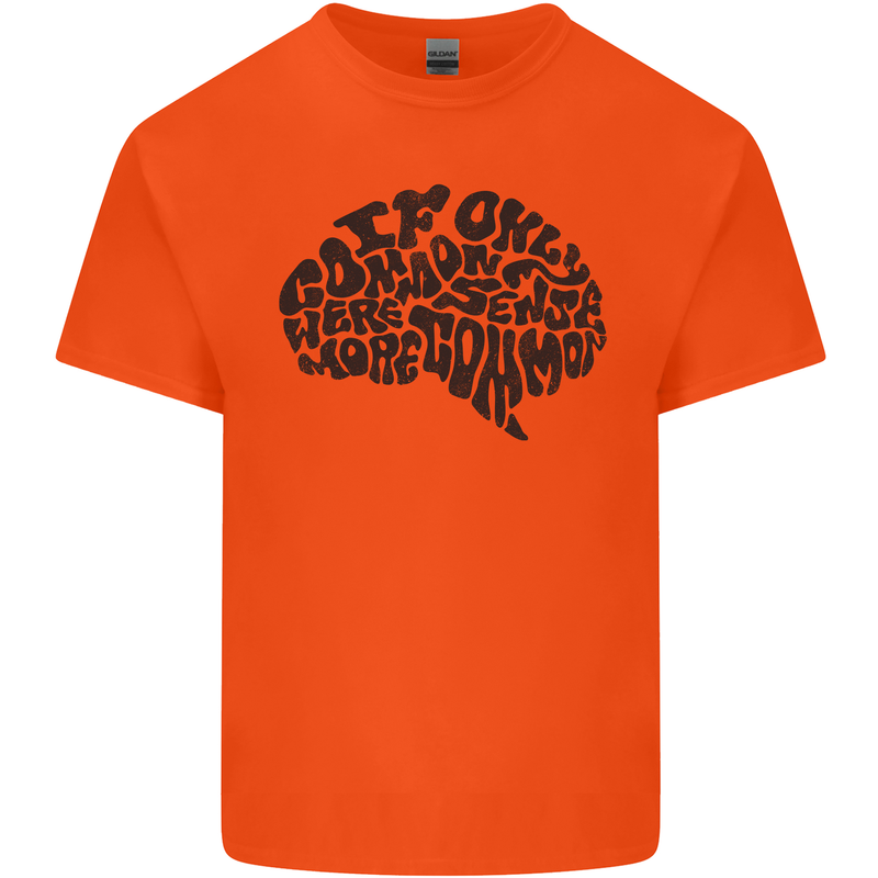 Common Sense Funny Sarcasm Brain Slogan Kids T-Shirt Childrens Orange