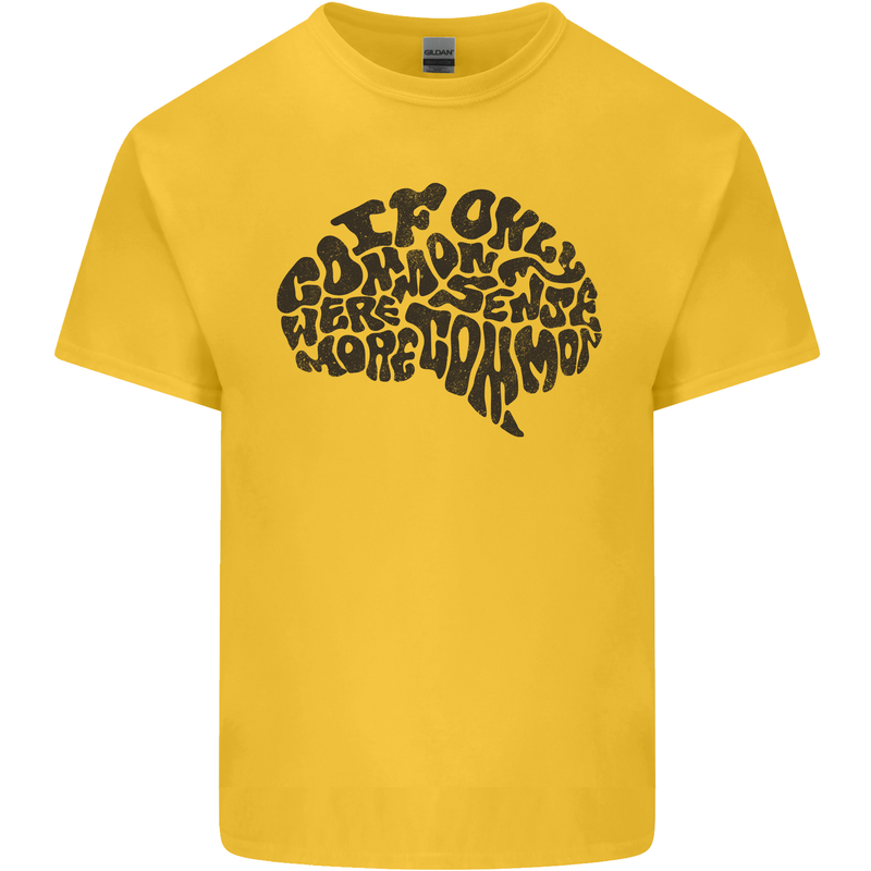 Common Sense Funny Sarcasm Brain Slogan Kids T-Shirt Childrens Yellow
