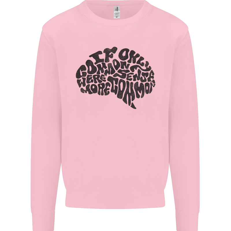 Common Sense Funny Sarcasm Brain Slogan Mens Sweatshirt Jumper Light Pink