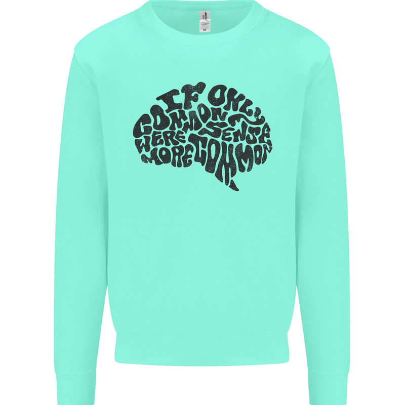 Common Sense Funny Sarcasm Brain Slogan Mens Sweatshirt Jumper Peppermint