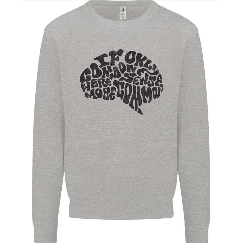 Common Sense Funny Sarcasm Brain Slogan Mens Sweatshirt Jumper Sports Grey