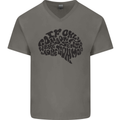 Common Sense Funny Sarcasm Brain Slogan Mens V-Neck Cotton T-Shirt Charcoal