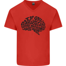 Common Sense Funny Sarcasm Brain Slogan Mens V-Neck Cotton T-Shirt Red