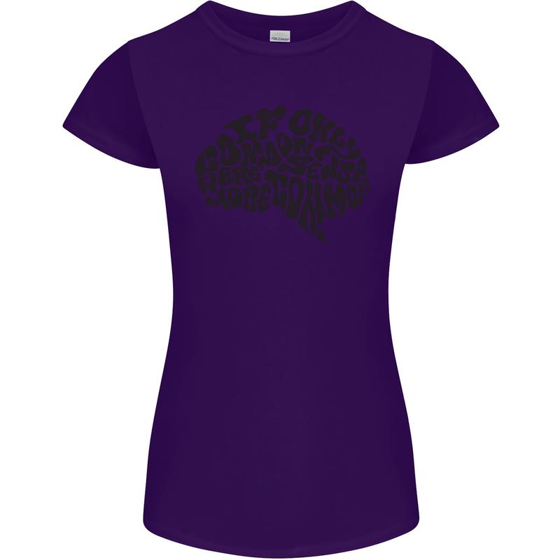 Common Sense Funny Sarcasm Brain Slogan Womens Petite Cut T-Shirt Purple