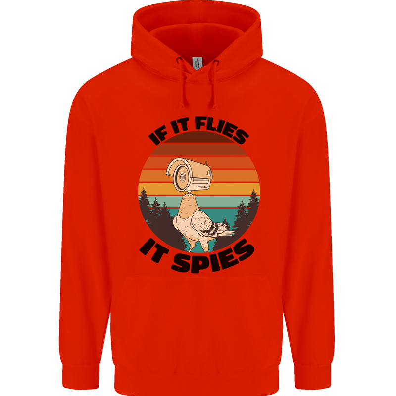 Conspiracy Theory If Flies it Spies Birds Funny Childrens Kids Hoodie Bright Red