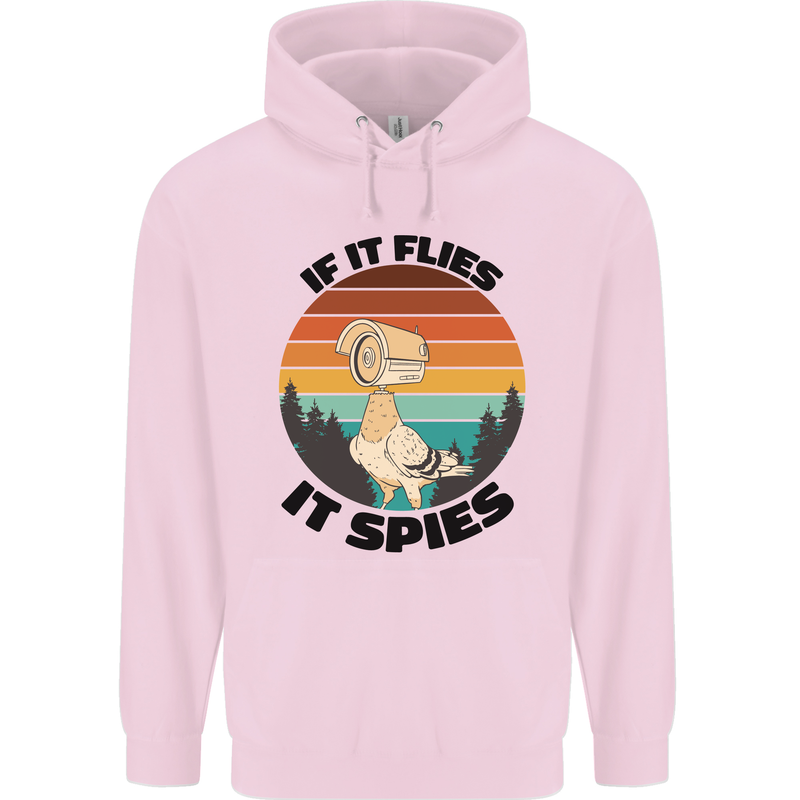 Conspiracy Theory If Flies it Spies Birds Funny Childrens Kids Hoodie Light Pink