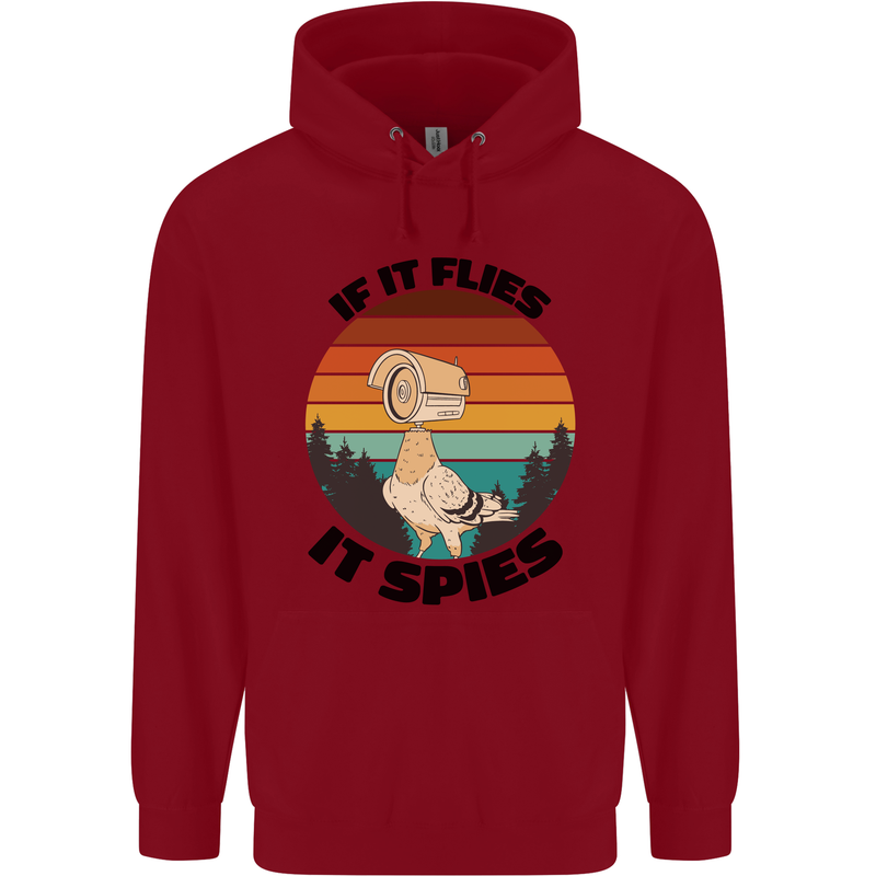Conspiracy Theory If Flies it Spies Birds Funny Childrens Kids Hoodie Red