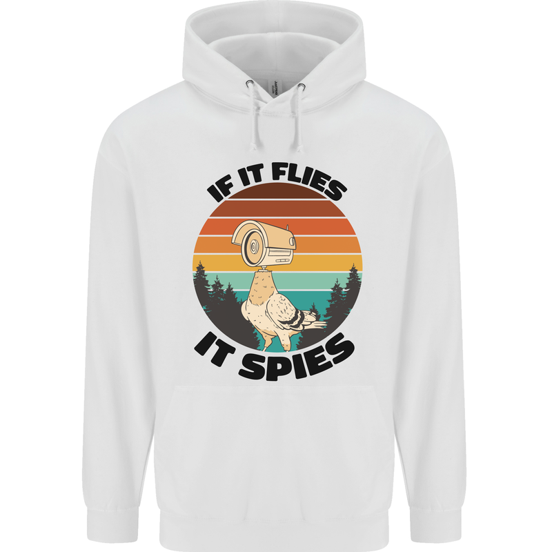 Conspiracy Theory If Flies it Spies Birds Funny Childrens Kids Hoodie White
