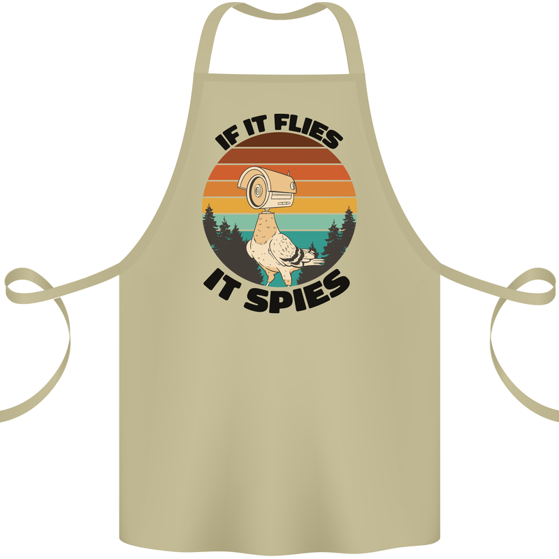 Conspiracy Theory If Flies it Spies Birds Funny Cotton Apron 100% Organic Khaki