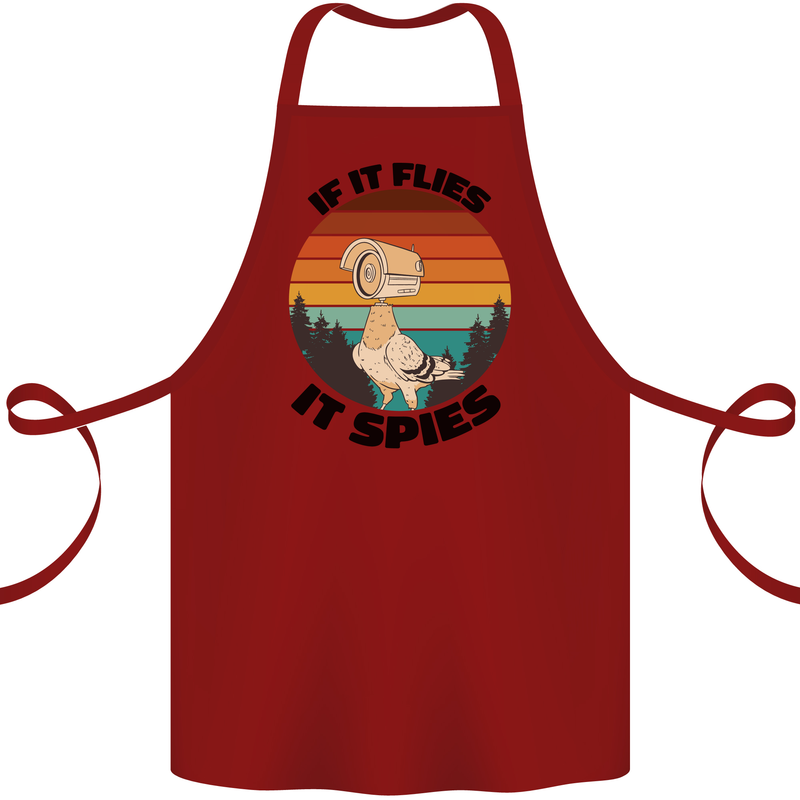 Conspiracy Theory If Flies it Spies Birds Funny Cotton Apron 100% Organic Maroon