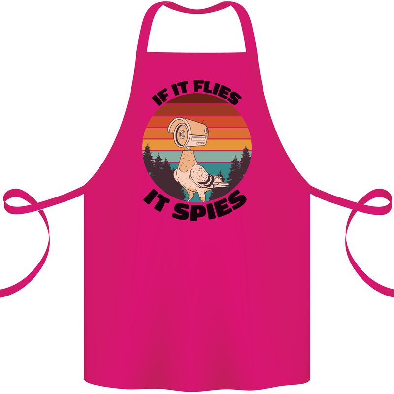 Conspiracy Theory If Flies it Spies Birds Funny Cotton Apron 100% Organic Pink