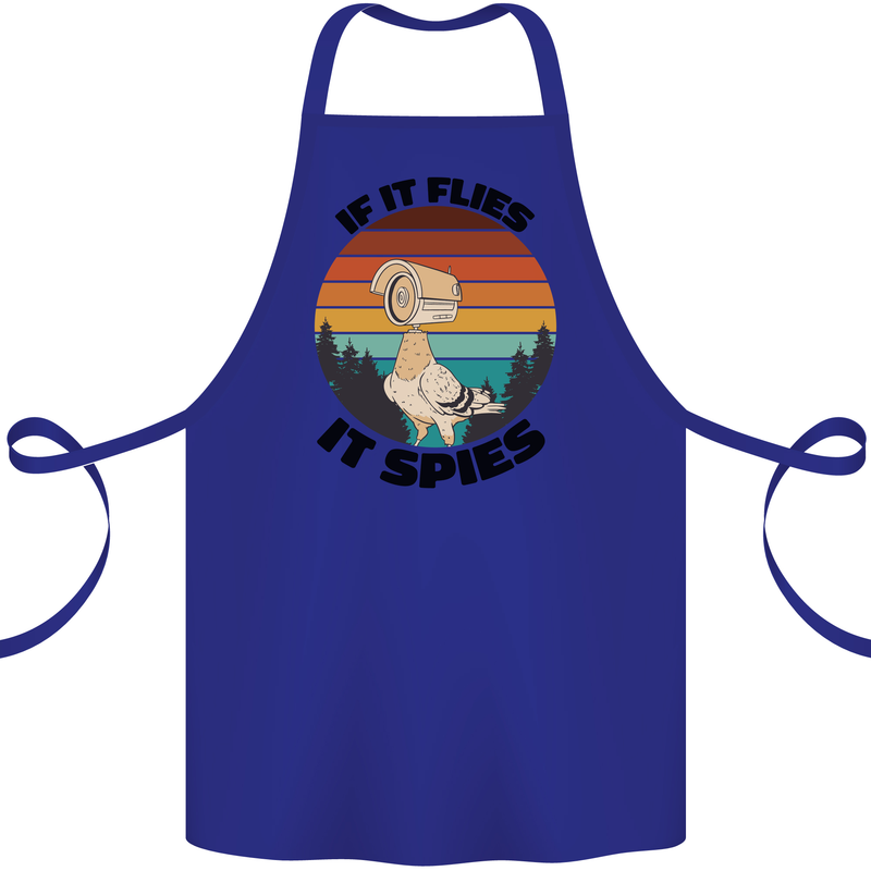 Conspiracy Theory If Flies it Spies Birds Funny Cotton Apron 100% Organic Royal Blue