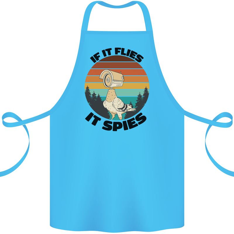 Conspiracy Theory If Flies it Spies Birds Funny Cotton Apron 100% Organic Turquoise