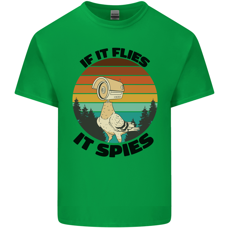 Conspiracy Theory If Flies it Spies Birds Funny Mens Cotton T-Shirt Tee Top Irish Green