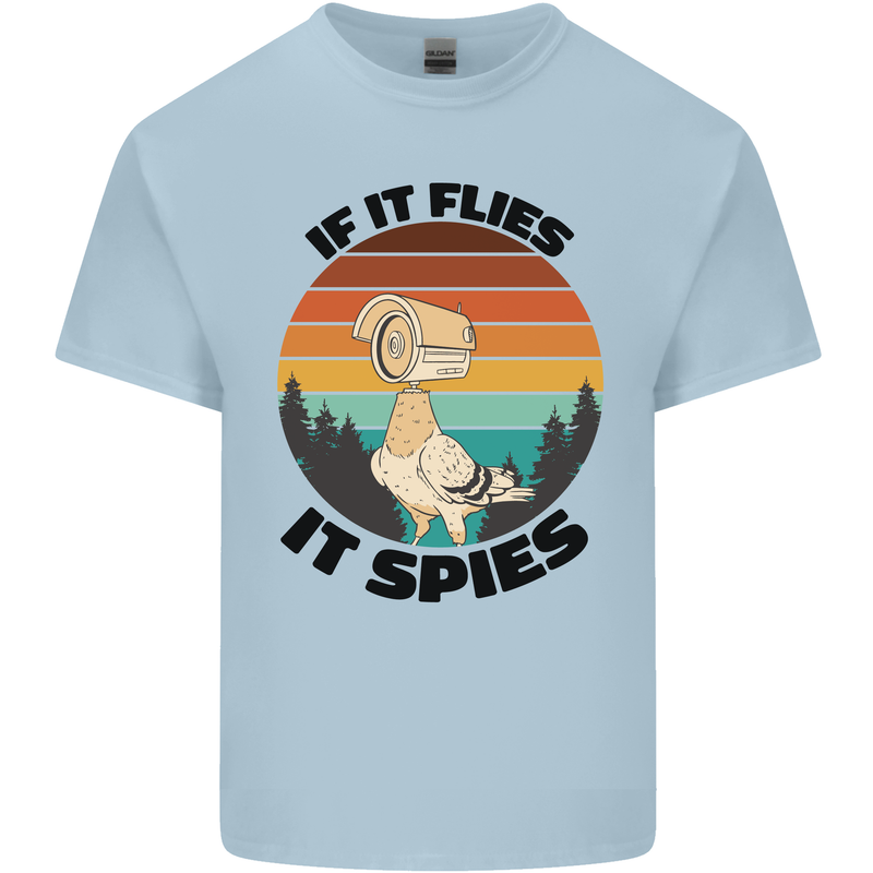 Conspiracy Theory If Flies it Spies Birds Funny Mens Cotton T-Shirt Tee Top Light Blue