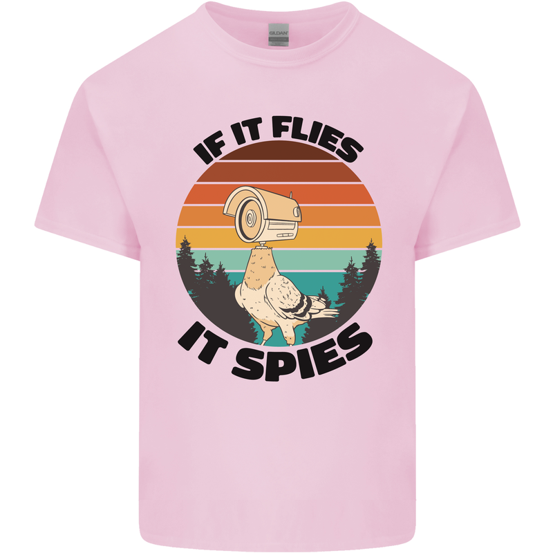 Conspiracy Theory If Flies it Spies Birds Funny Mens Cotton T-Shirt Tee Top Light Pink