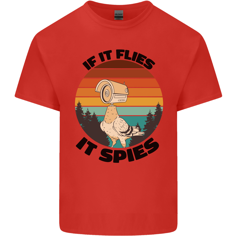 Conspiracy Theory If Flies it Spies Birds Funny Mens Cotton T-Shirt Tee Top Red