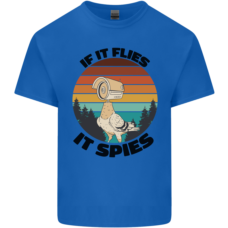 Conspiracy Theory If Flies it Spies Birds Funny Mens Cotton T-Shirt Tee Top Royal Blue