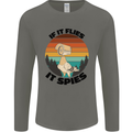 Conspiracy Theory If Flies it Spies Birds Funny Mens Long Sleeve T-Shirt Charcoal