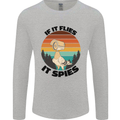Conspiracy Theory If Flies it Spies Birds Funny Mens Long Sleeve T-Shirt Sports Grey