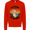 Conspiracy Theory If Flies it Spies Birds Funny Mens Sweatshirt Jumper Bright Red