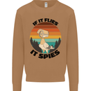 Conspiracy Theory If Flies it Spies Birds Funny Mens Sweatshirt Jumper Caramel Latte