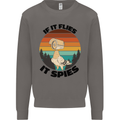 Conspiracy Theory If Flies it Spies Birds Funny Mens Sweatshirt Jumper Charcoal