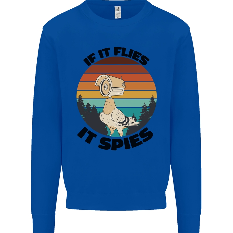 Conspiracy Theory If Flies it Spies Birds Funny Mens Sweatshirt Jumper Royal Blue