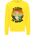 Conspiracy Theory If Flies it Spies Birds Funny Mens Sweatshirt Jumper Yellow