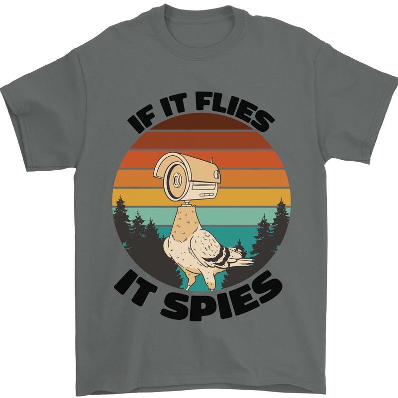 Conspiracy Theory If Flies it Spies Birds Funny Mens T-Shirt 100% Cotton Charcoal