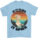 Conspiracy Theory If Flies it Spies Birds Funny Mens T-Shirt 100% Cotton Light Blue