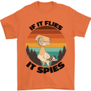 Conspiracy Theory If Flies it Spies Birds Funny Mens T-Shirt 100% Cotton Orange