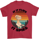 Conspiracy Theory If Flies it Spies Birds Funny Mens T-Shirt 100% Cotton Red