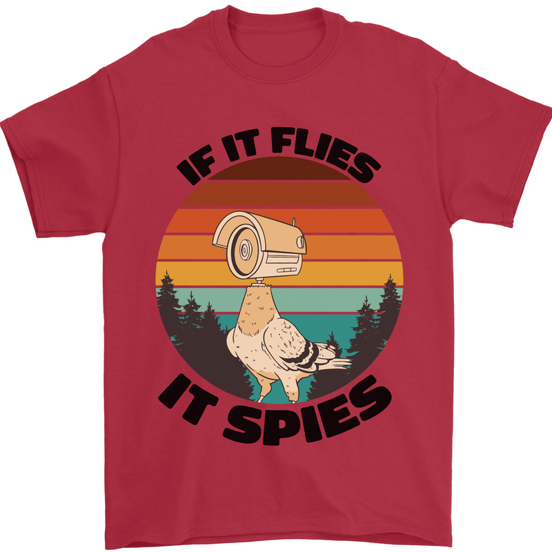 Conspiracy Theory If Flies it Spies Birds Funny Mens T-Shirt 100% Cotton Red