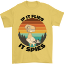 Conspiracy Theory If Flies it Spies Birds Funny Mens T-Shirt 100% Cotton Yellow