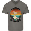 Conspiracy Theory If Flies it Spies Birds Funny Mens V-Neck Cotton T-Shirt Charcoal