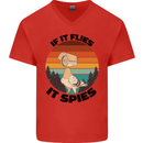 Conspiracy Theory If Flies it Spies Birds Funny Mens V-Neck Cotton T-Shirt Red