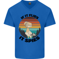 Conspiracy Theory If Flies it Spies Birds Funny Mens V-Neck Cotton T-Shirt Royal Blue