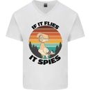 Conspiracy Theory If Flies it Spies Birds Funny Mens V-Neck Cotton T-Shirt White