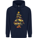 Construction Christmas Tree Digger Lorry Crane Childrens Kids Hoodie Navy Blue