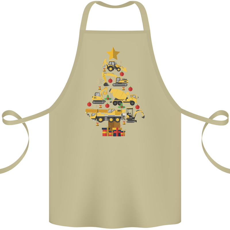 Construction Christmas Tree Digger Lorry Crane Cotton Apron 100% Organic Khaki