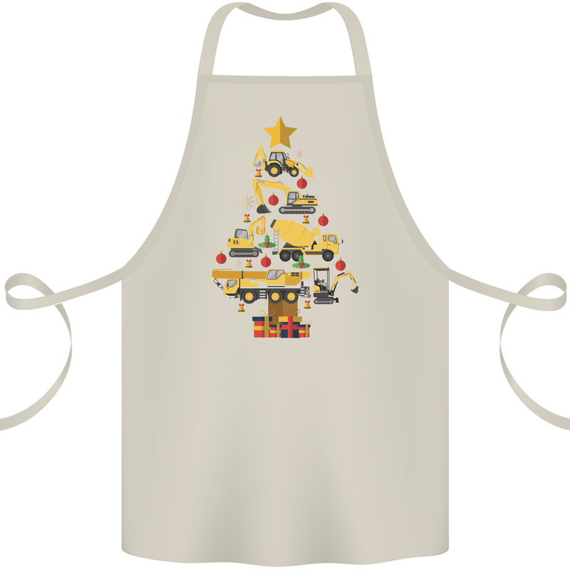 Construction Christmas Tree Digger Lorry Crane Cotton Apron 100% Organic Natural
