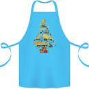 Construction Christmas Tree Digger Lorry Crane Cotton Apron 100% Organic Turquoise