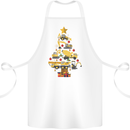 Construction Christmas Tree Digger Lorry Crane Cotton Apron 100% Organic White