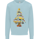 Construction Christmas Tree Digger Lorry Crane Kids Sweatshirt Jumper Light Blue