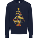 Construction Christmas Tree Digger Lorry Crane Kids Sweatshirt Jumper Navy Blue