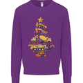Construction Christmas Tree Digger Lorry Crane Kids Sweatshirt Jumper Purple